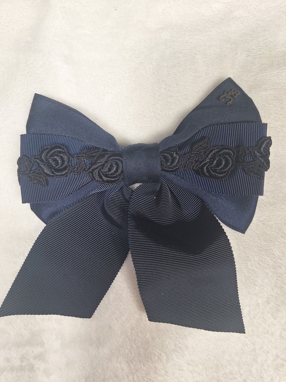 Innocent World Navy & Gold Braid Hair Bow Clips | Set of 2 | Classic Lolita